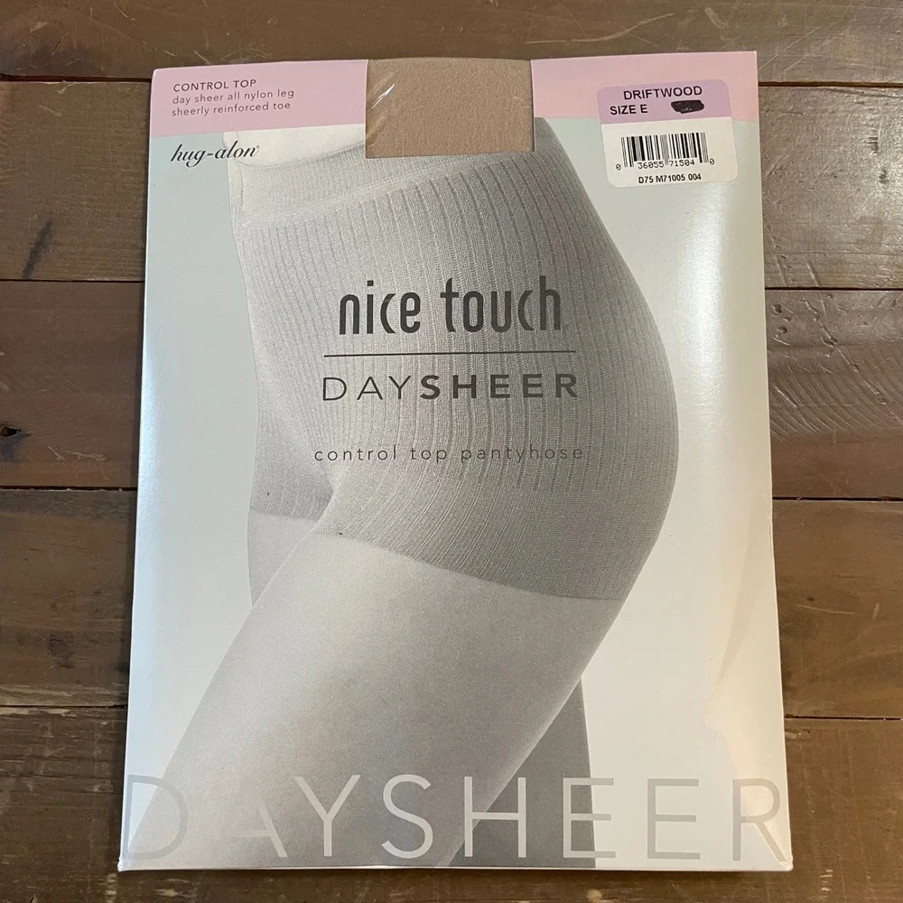 Hug-Alon Nice Touch‎ DaySheer Control Top Pantyhose Driftwood sz E